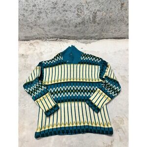 Vintage Norway 100 Wool Knit Sweater Nordic Fair Isle Pullover Collared L Unisex